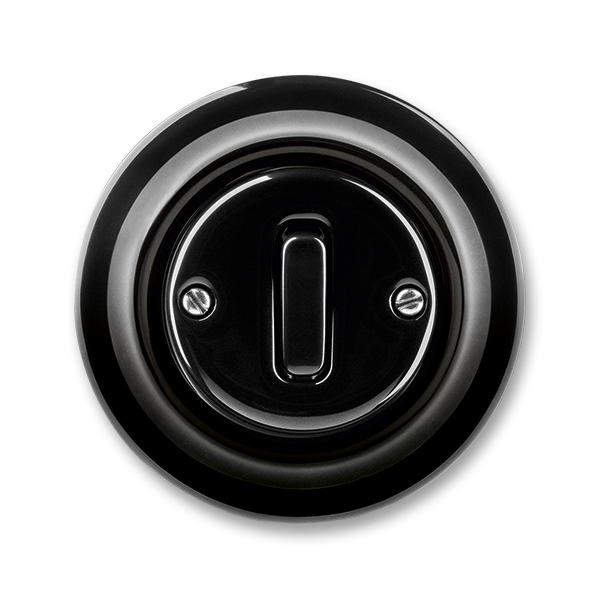 PRZYCISK 1-BIEGUNOWY Z ZACISKIEM PORCELANA-DECENTO-CZARNA PORCELANA, Decento®, czarny